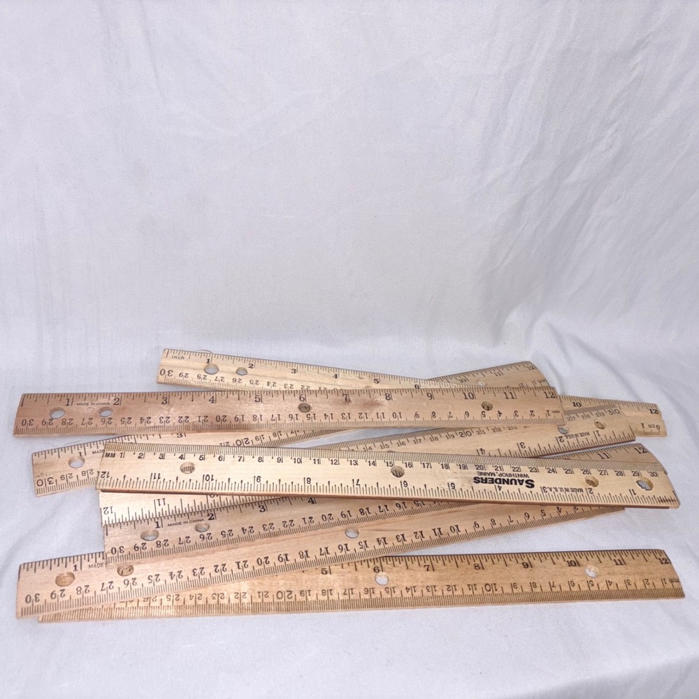 Saunders Dayton-Hudson Wooden 12 Inch Rulers Lot of 8 Brown 12in